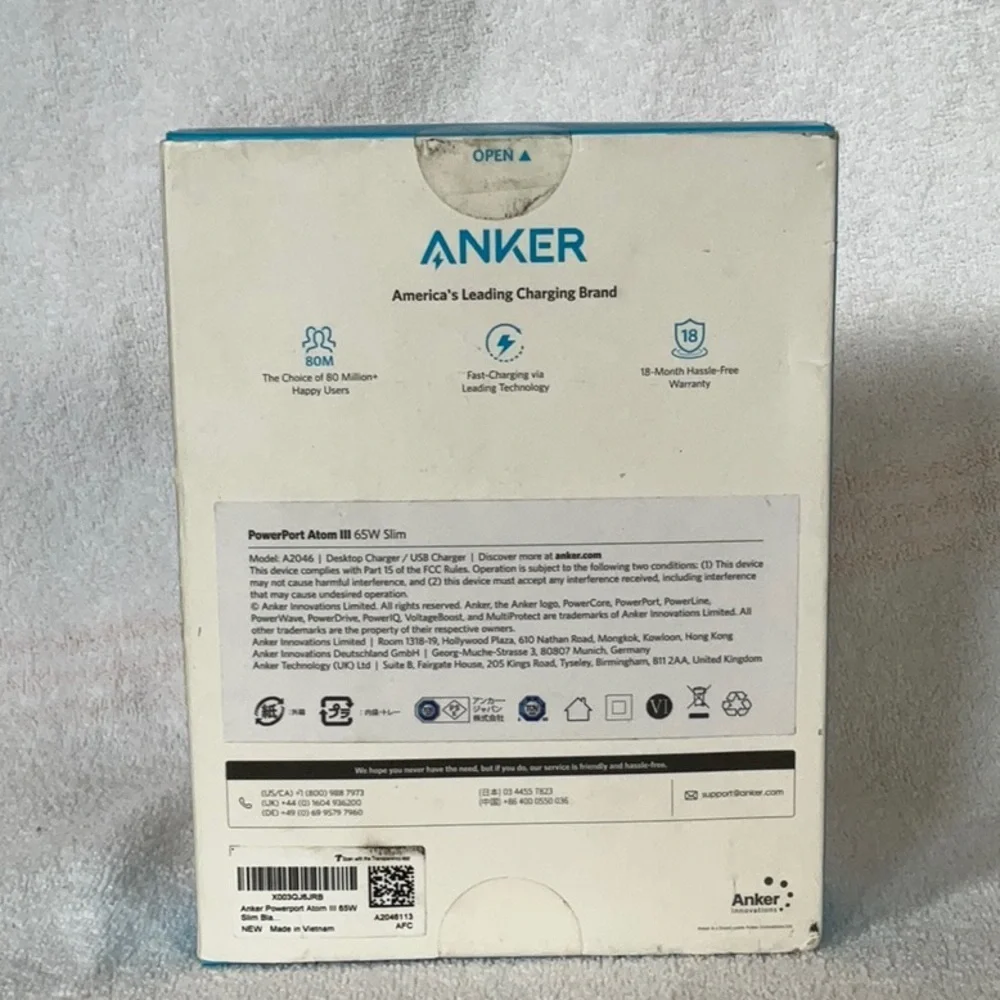 NEW ANKER PowerPort Atom III 65W Slim Charger